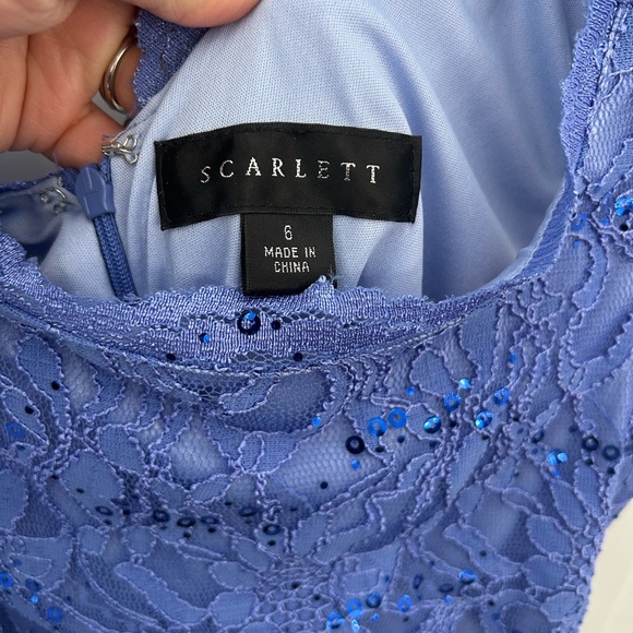 Scarlett Periwinkle Blue Lace Sleeveless Dress with Sequins Size 6 - Picture 4 of 13